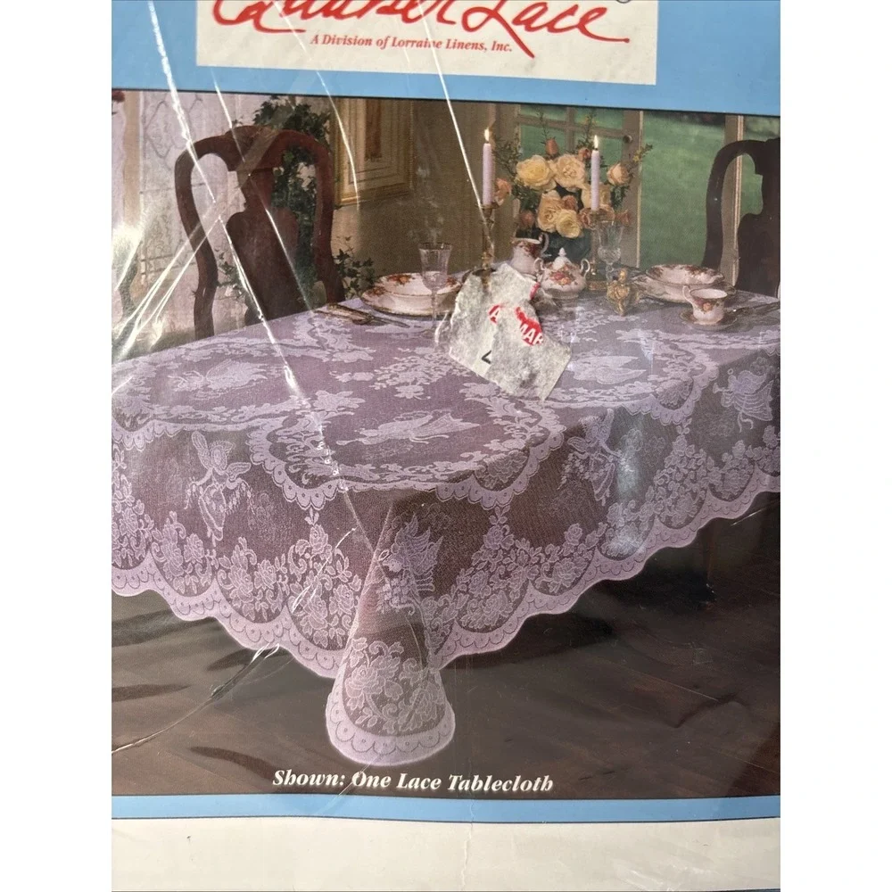 NEW-VTG USA Quaker Lace‎ Tablecloth White Angels  70